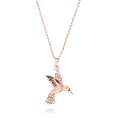 Rose gold vermeil bird pendant necklace